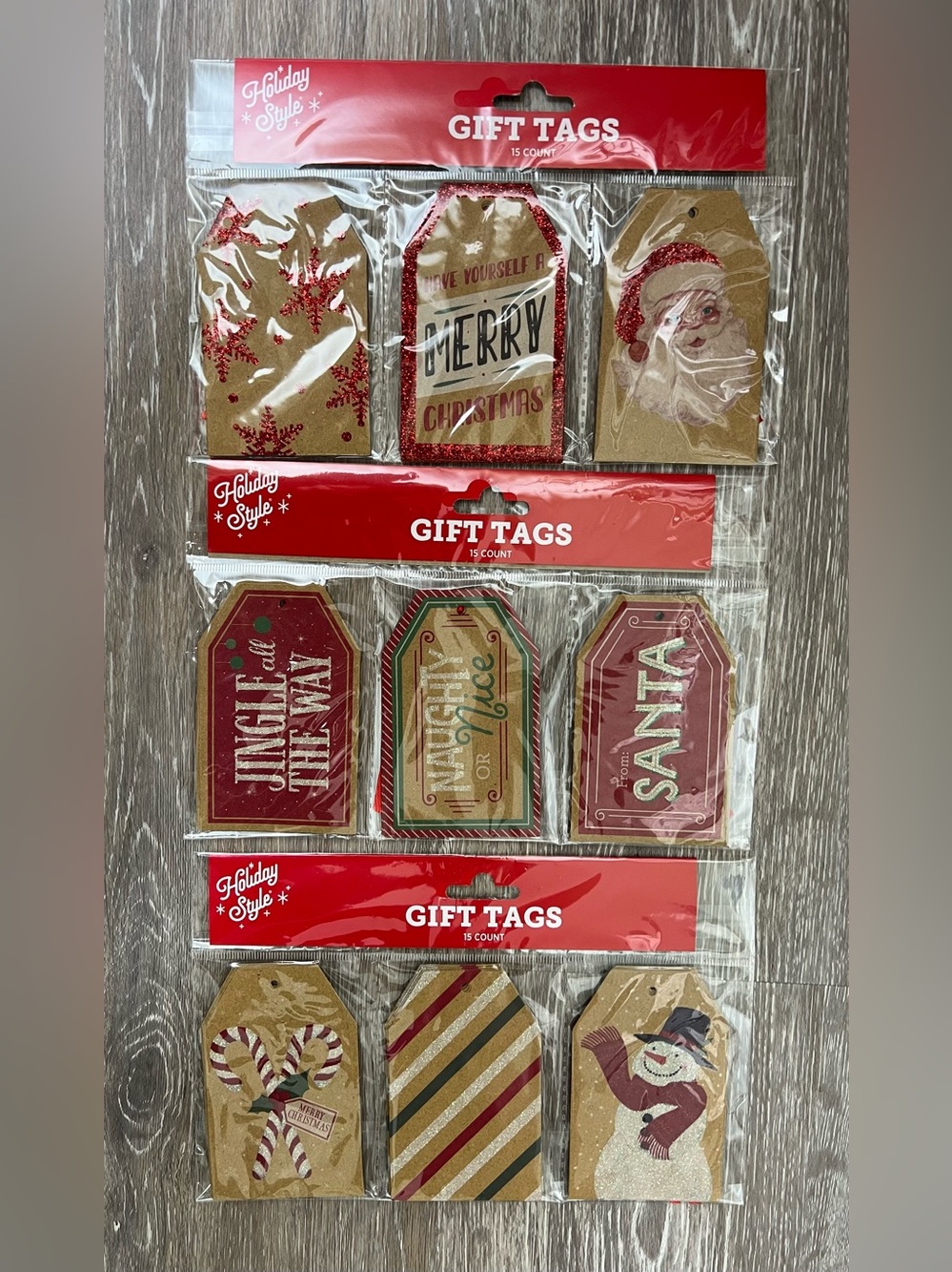 Brand New-Holiday Style Gift Tags with Ribbon-3 Packs